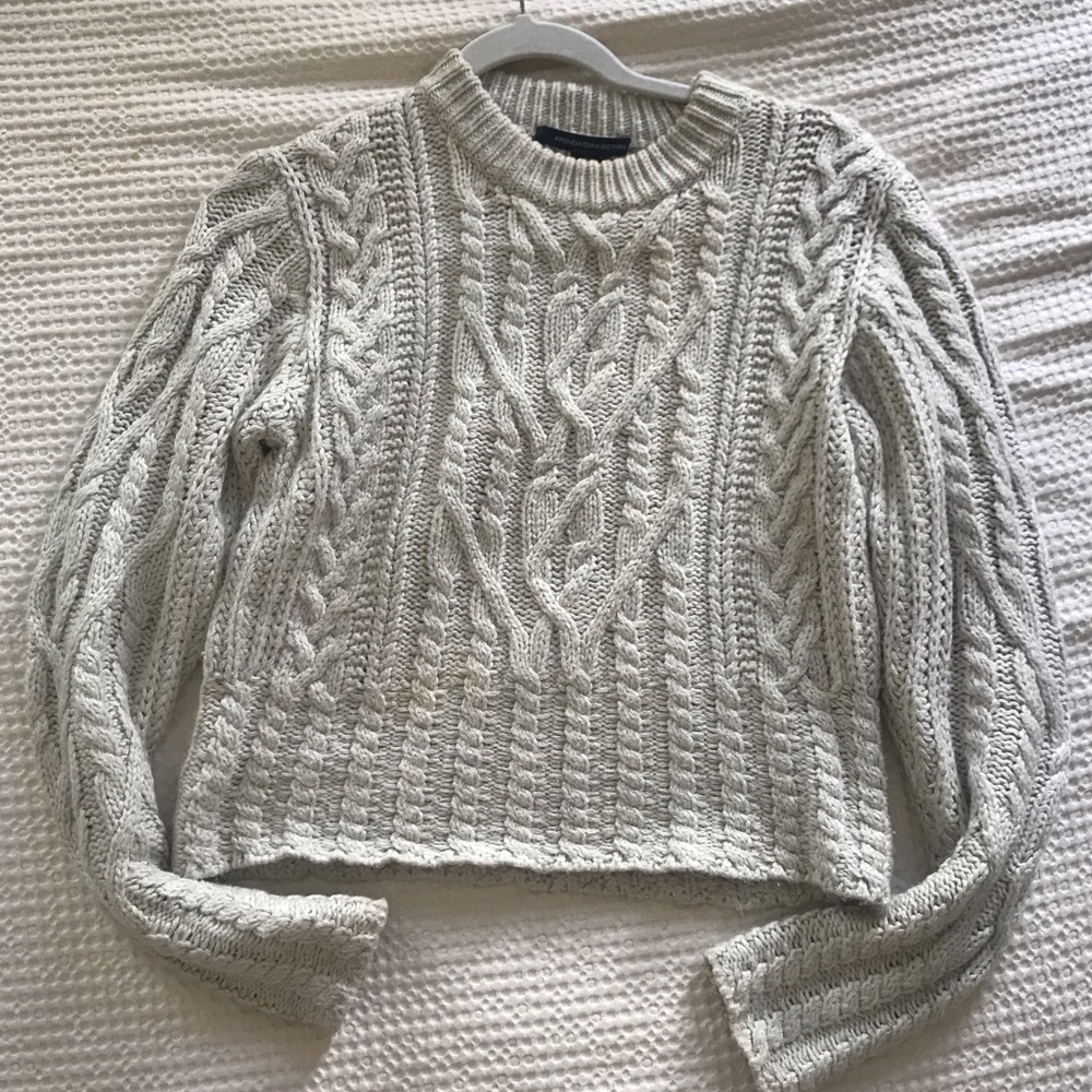 French Connection Gray Cable Knit Sweater